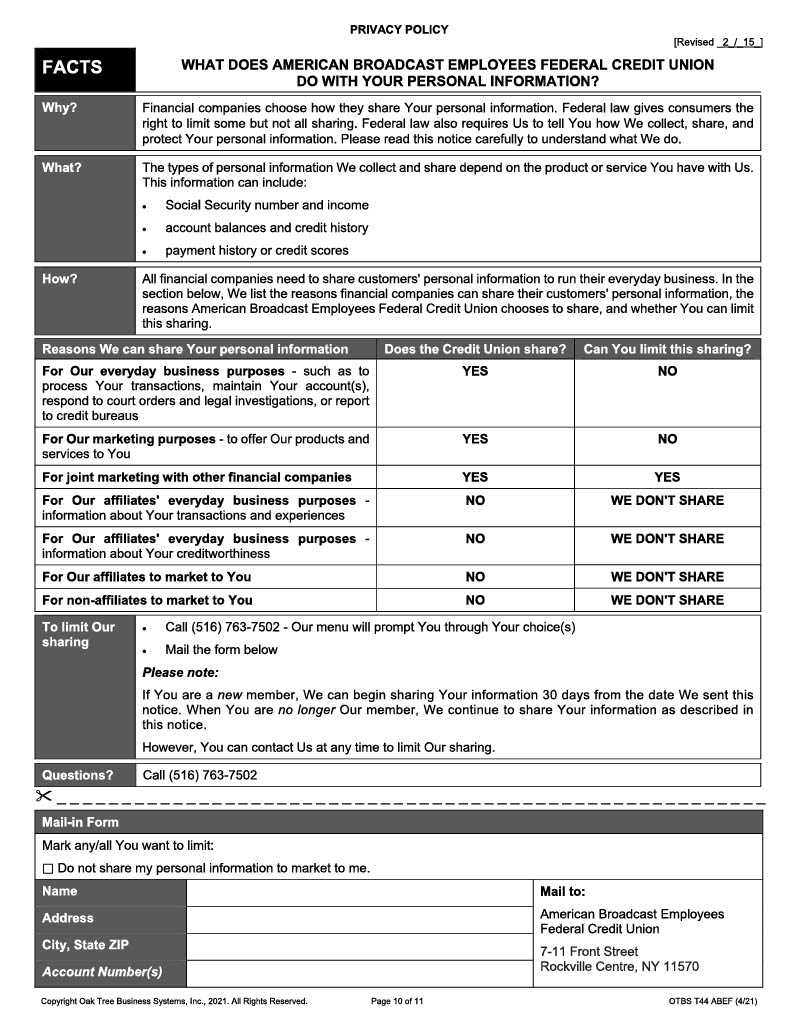 Mobile privacy policy abe federal credit union